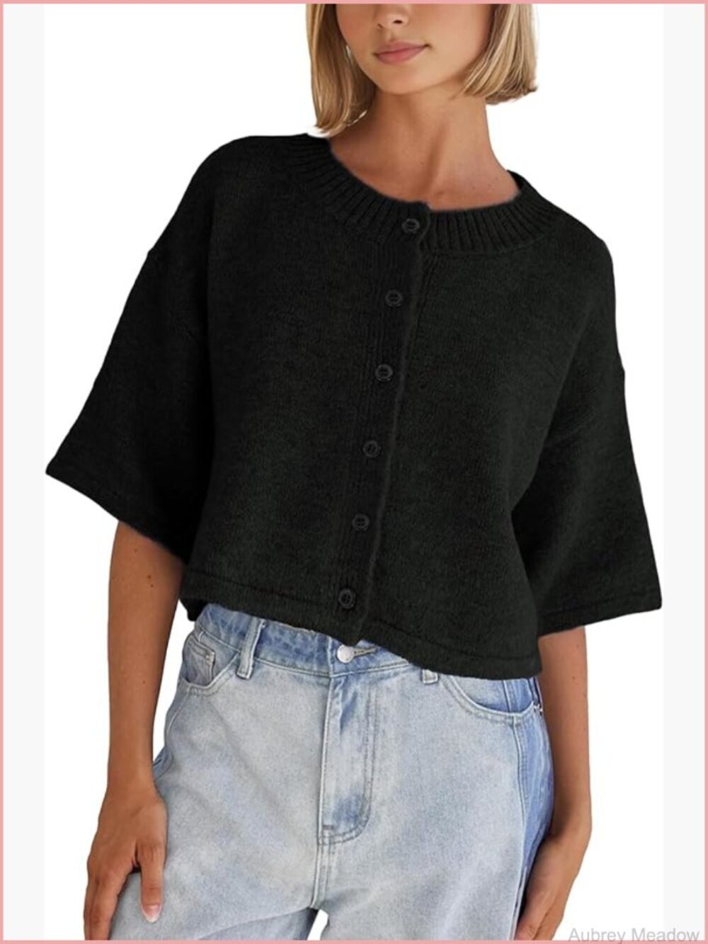 Lightweight Cropped Cardigan Button Up Knitwear Women's Sweater